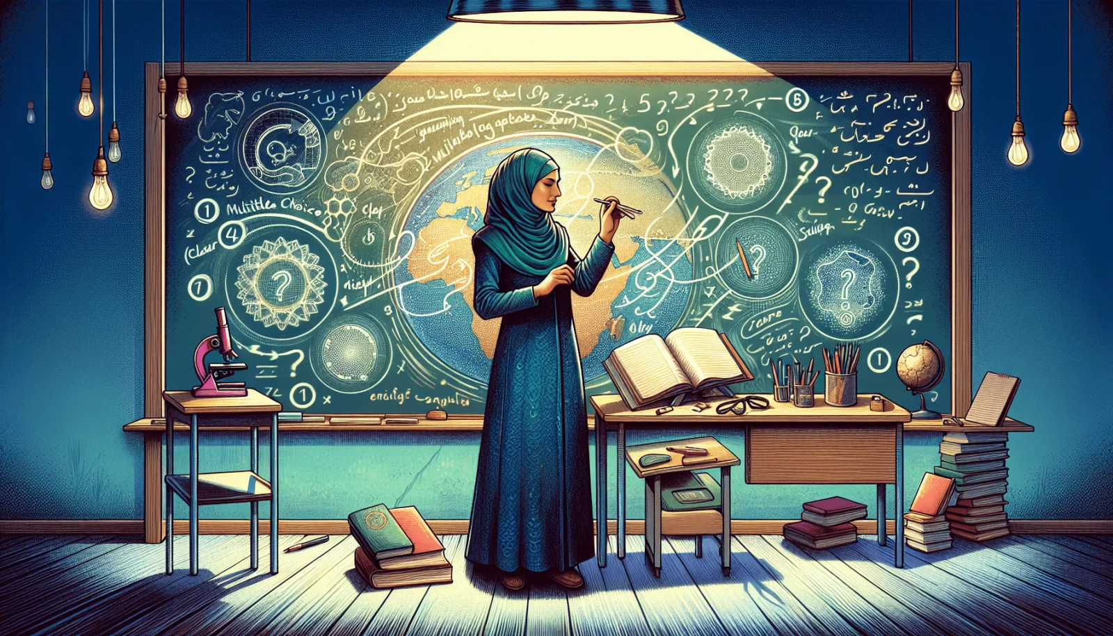 Ilustração do processo de criação de teste de múltipla escolha